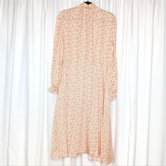 Tucker NYC Stella Dress Note to Self in Silk Georgette Mock Neck Love Valentine - Picture 1 of 9